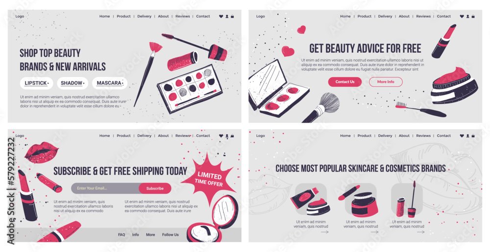 Landing page set for beauty products store
