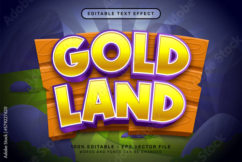 gold land 3d text effect and editable text effect with jungle background