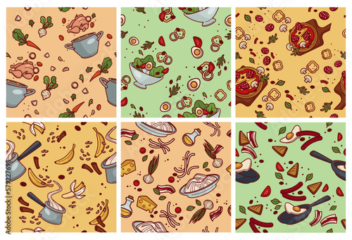 Background decoration design with meal elements