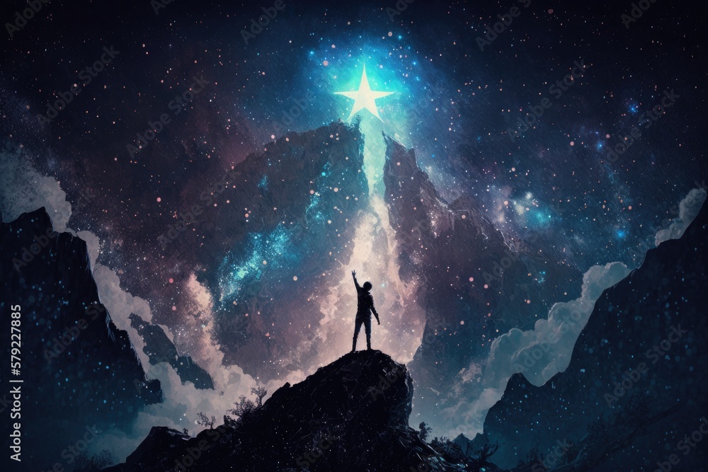 reach for the stars aim high success stretch goals dream effort excellence  ambition growth successful success determination excellence achievement  determined possibility confidence work business motto Stock-Illustration |  Adobe Stock