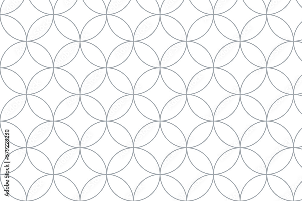 Naklejka premium 七宝文様の背景イラスト 和柄 灰色 Japanese traditional pattern 線画