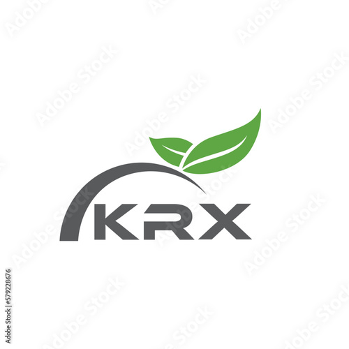 KRX letter nature logo design on white background. KRX creative initials letter leaf logo concept. KRX letter design.
 photo