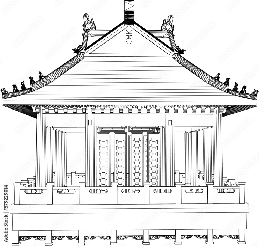 Vector sketch illustration of traditional chinese holy temple for praying Vector sketch illustration of traditional chinese holy temple for praying