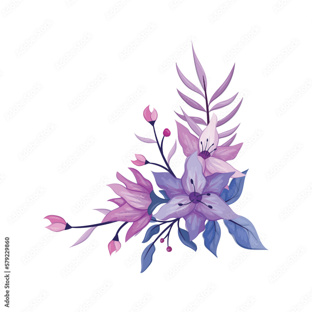 purple flower arrangement watercolor illustration purple flower arrangement watercolor illustration