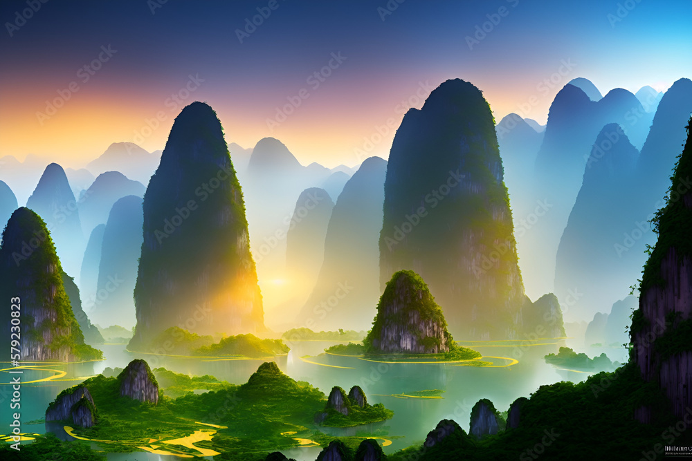 sunset in the mountains