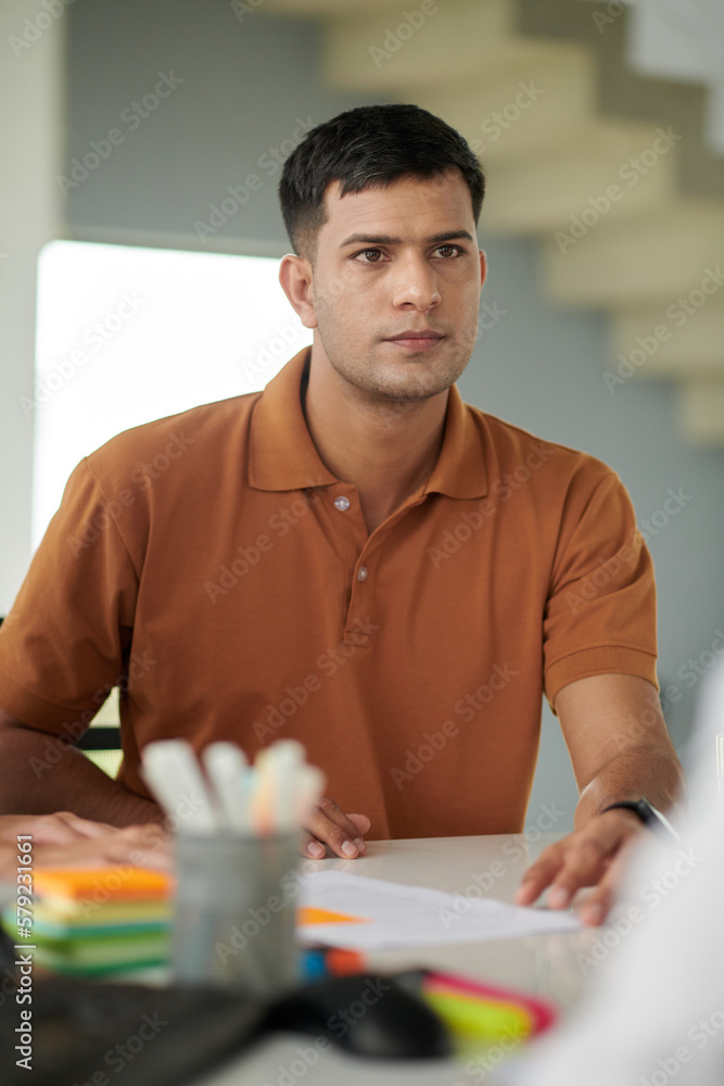 Young man visiting lawyer to get consultation Young man visiting lawyer to get consultation