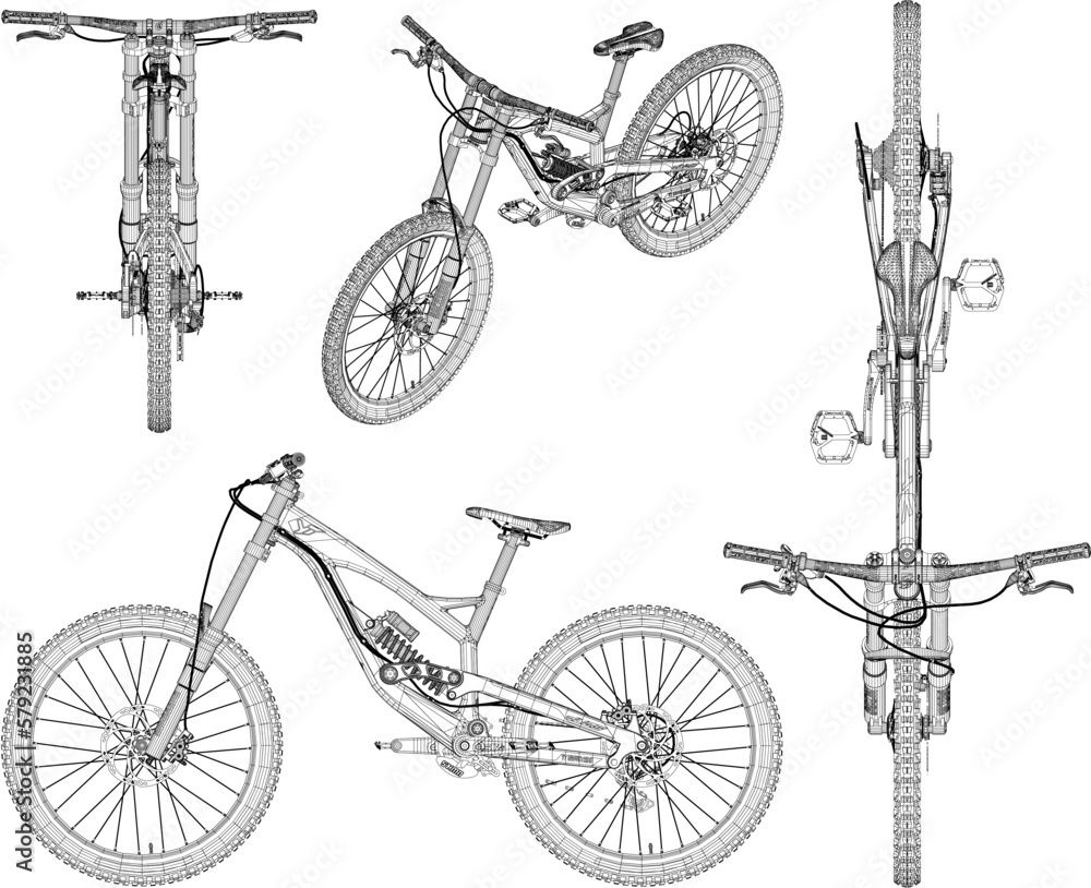 Vector sketch of sport downhill bicycle illustration Vector sketch of sport downhill bicycle illustration