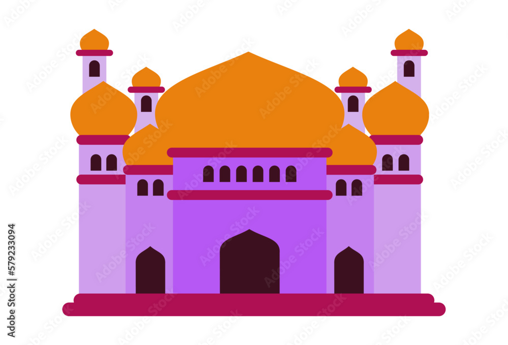 mosque vector illustration collection, use 2d flat style, modern islamic architecture. great for greeting cards, diagrams, infographics, ramadan celebrations.