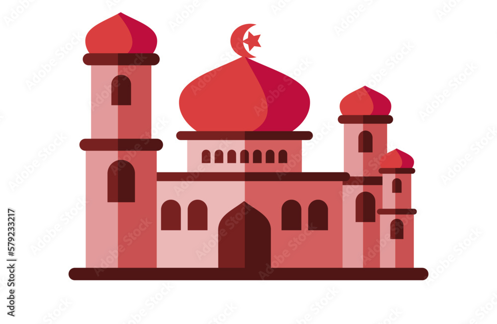Vector mosque illustration, ramadan kareem, with flat design concept, modern vector illustration. assets for Ramadan