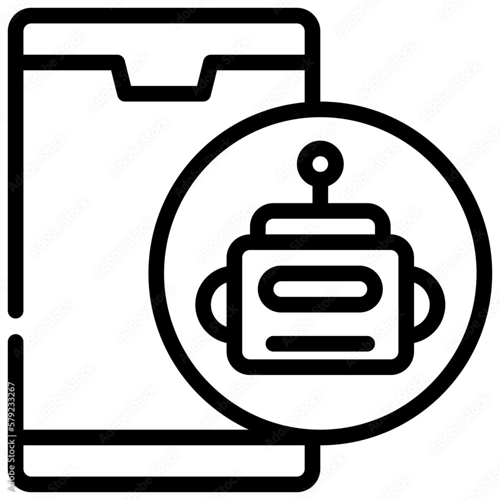 robot ai mobile phone icon simple line robot ai mobile phone icon simple line