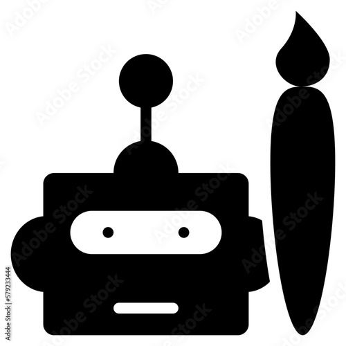art drawing ai robot generative icon solid glyph