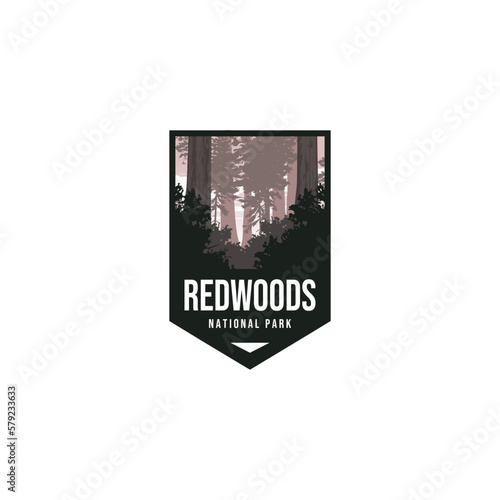 Redwoods National Park logo badge emblem sticker patch vector illustration