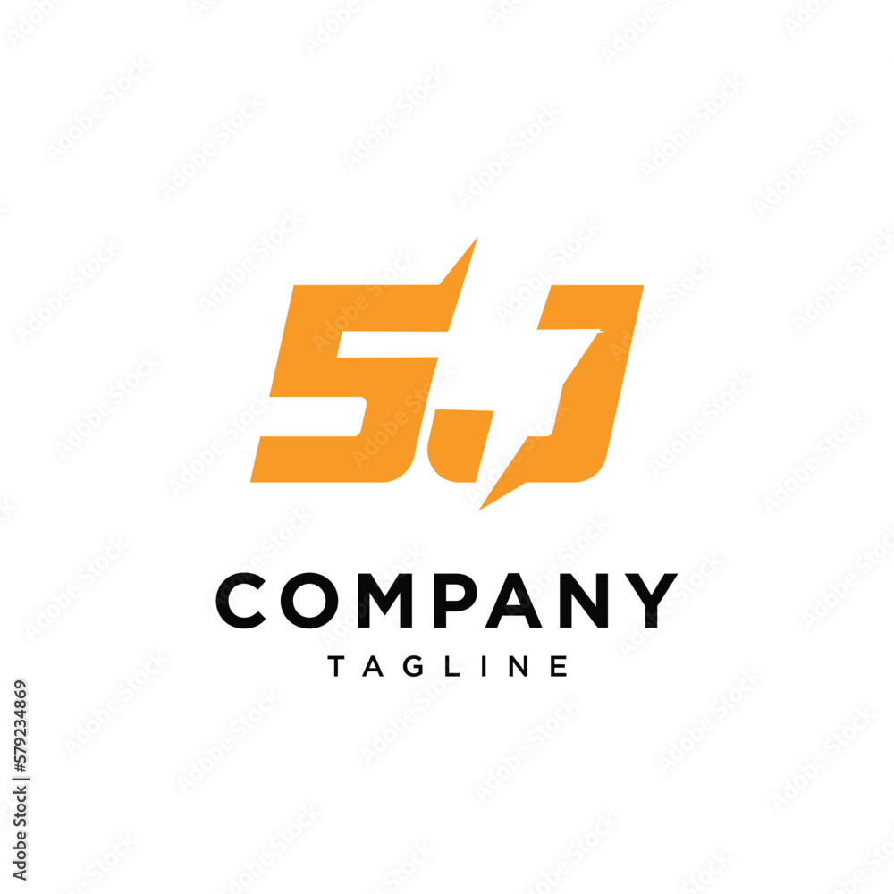 Number 5 and letter electrical J icon vector template Number 5 and letter electrical J icon vector template