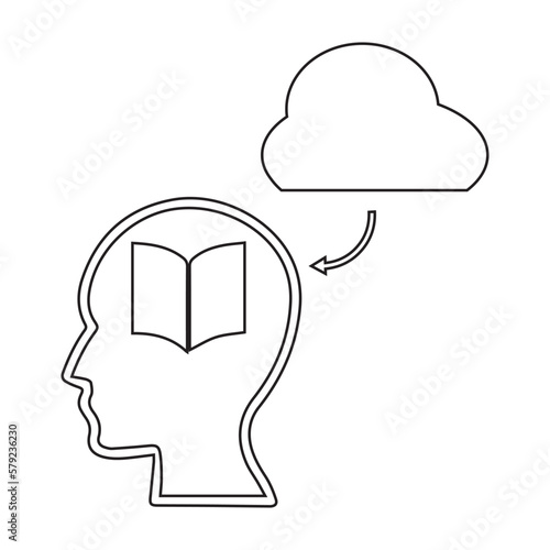 Cloud, mind, online education icon