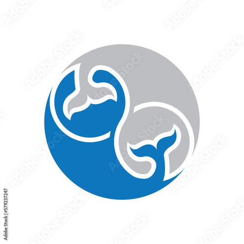Whale tail infinity logo vector icon design