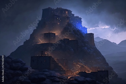 beautiful citadel made of sapphires. generative AI Fototapeta