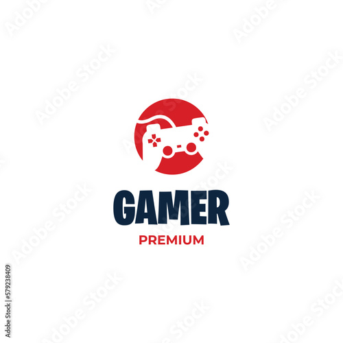 controller logo design in the circle, gamer logo icon template