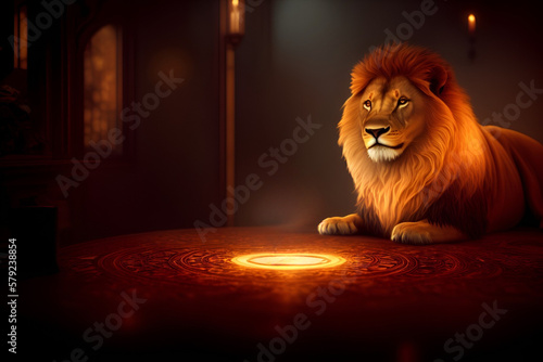 Obraz na płótnie lion in the night w salonie