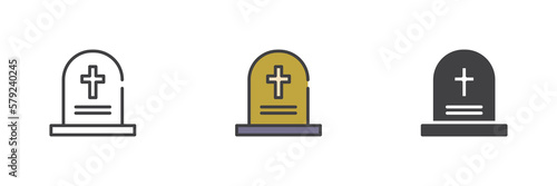 Memorial Tombstone different style icon set