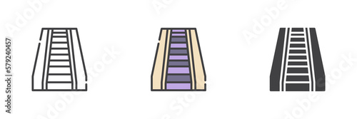 Escalator, moving staircase different style icon set