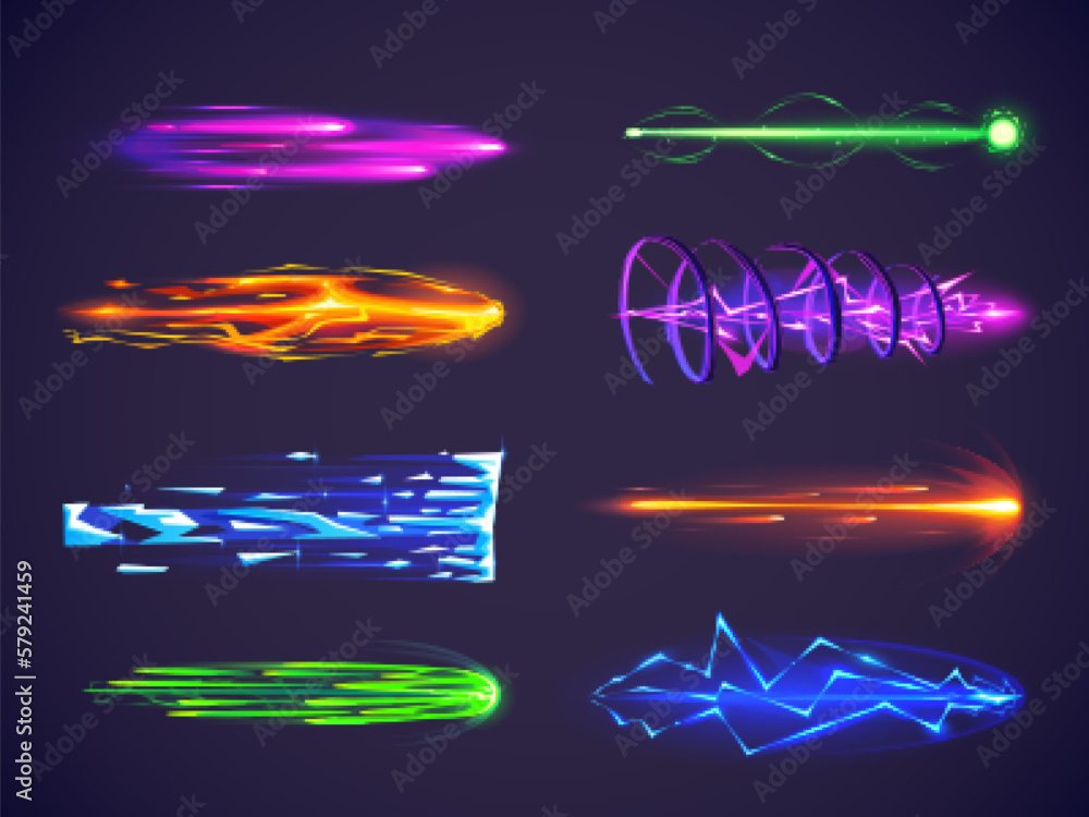 Vecteur Stock Beam laser effect for weapon or gun in game vector. Magic