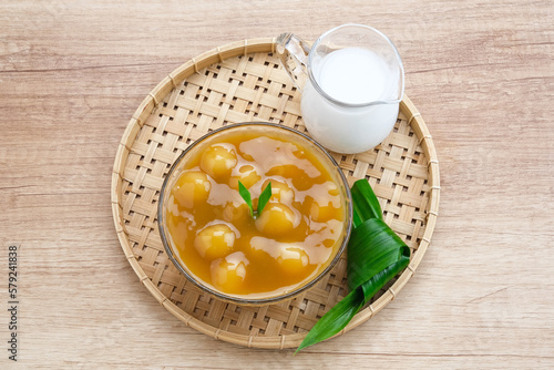 Bubur candil or kolak biji salak, Indonesian traditional food made from sticky rice flour, brown sugar and coconut milk. Popular during ramadan. 
 photo