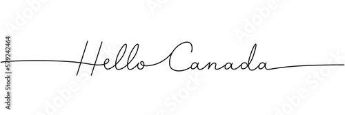 Hello Canada - word with continuous one line. Minimalist drawing of phrase illustration. Canada country - continuous one line illustration.