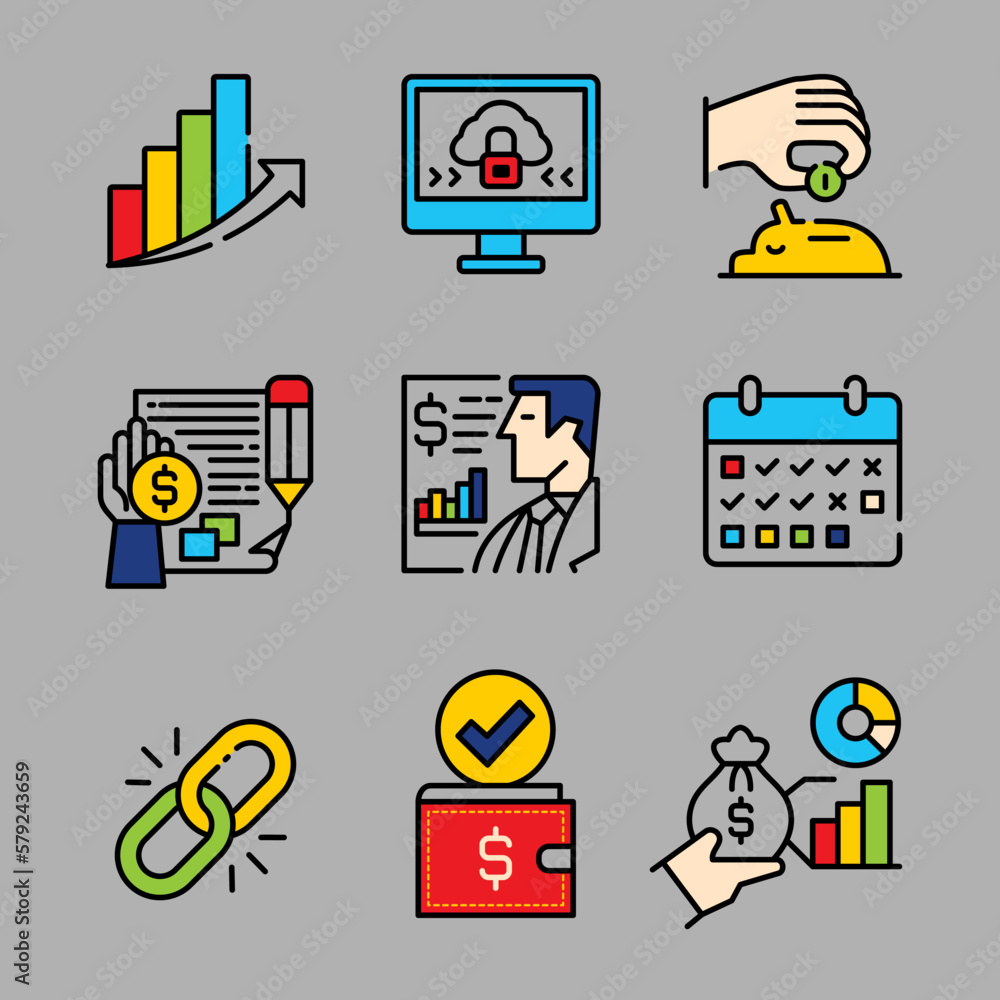 Free vector trading banking business icons set