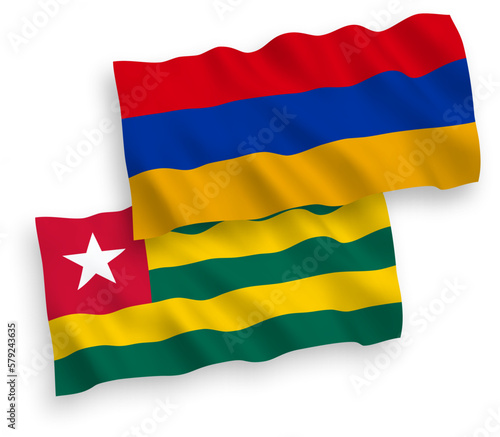Flags of Togolese Republic and Armenia on a white background