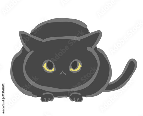 丸まる黒猫のイラスト素材