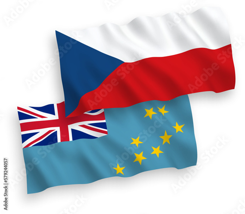 Flags of Czech Republic and Tuvalu on a white background
