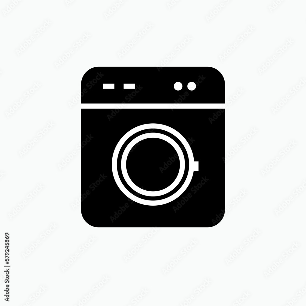 Washing Machine Icon. Laundry Element Symbol - Vector.    