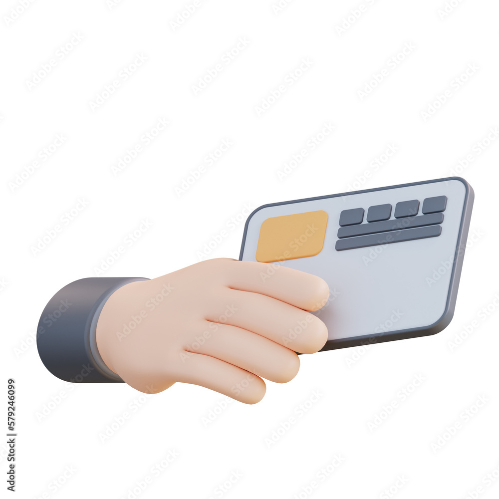 3d Illustration of a hand holding an atm card 3d Illustration of a hand holding an atm card
