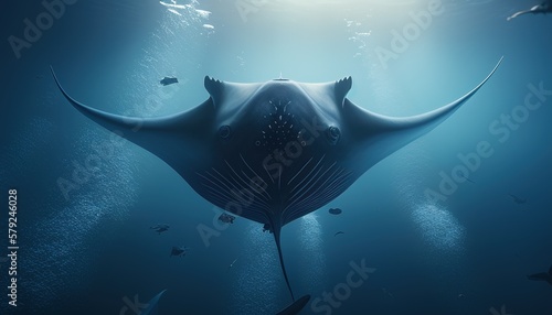 manta ray monster digital art illustration, Generative AI