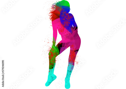 Watercolor Dancer drawing, silhouette of a dancing person, Watercolor dancing, Hiphop, Classical © Shofi726