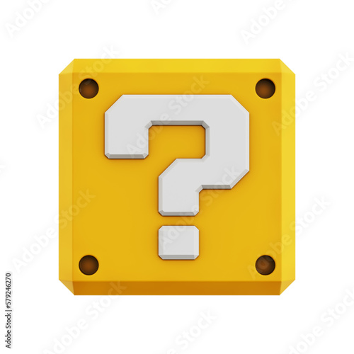 Mystery block with white question mark - isolated transparent PNG photo