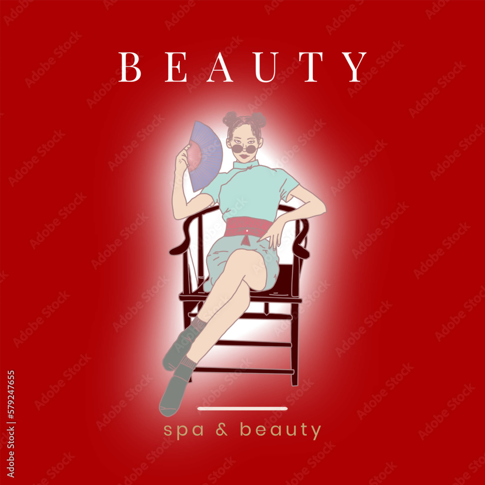 beauty spa logo template, lotus flower illustration for health wellness business
