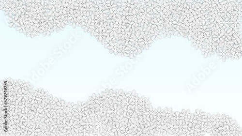 Christmas  Vector Background with Falling Snowflakes. Isolated on Red Background. Realistic Snow Sparkle Pattern. Snowfall Overlay Print. Winter Sky. Papercut Snowflakes.