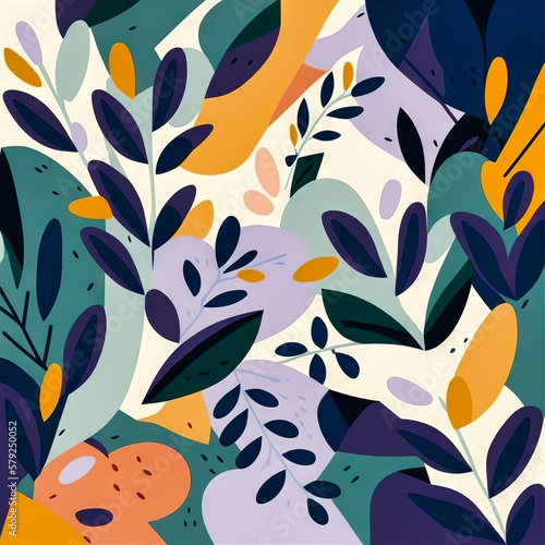 Beautiful colorful leaves. Abstract background or wallpaper. Printable artwork. Generative AI.