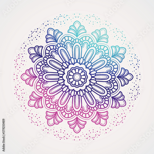Photography beautiful and cool gradation color mandala with shades of blue