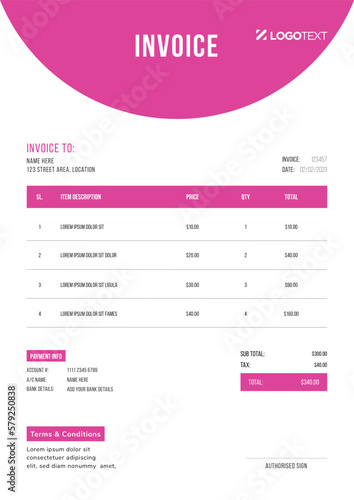 Corporate Invoice Design Template Bill form Business Payments Details

