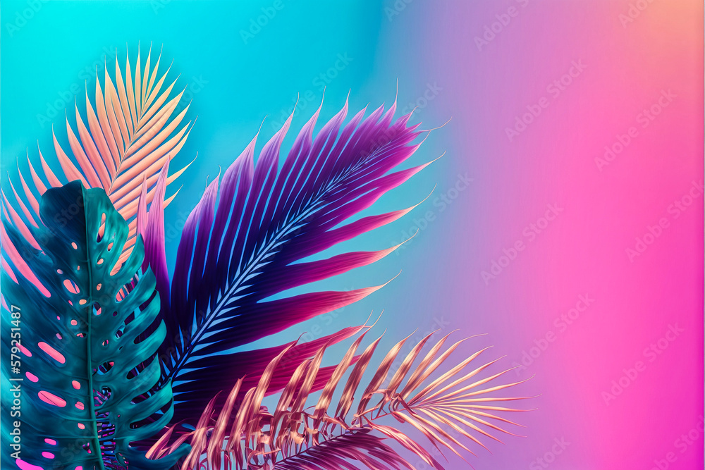 custom made wallpaper toronto digitalBeautiful colorful tropical leaves. Abstract background or wallpaper. Printable artwork. Generative AI.