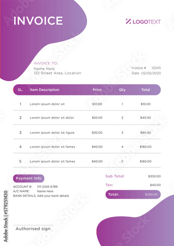 Corporate Invoice Design Template Bill form Business Payments Details