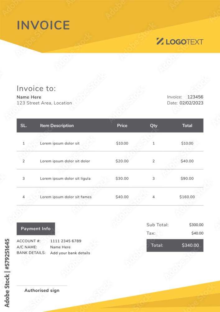 Corporate Invoice Design Template Bill form Business Payments Details Corporate Invoice Design Template Bill form Business Payments Details