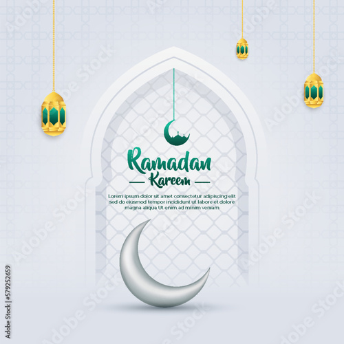 Vector islamic greeting ramadan kareem card design template and social media post card design