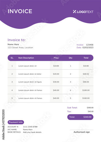 Corporate Invoice Design Template Bill form Business Payments Details