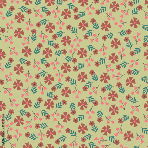 Exquisite floral seamless surface pattern. Aesthetic allover print floral arrangement. Flowery texture of bunch of wildflowers