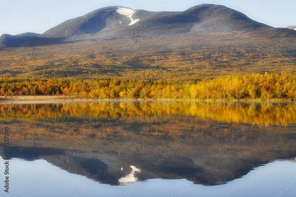 Autumn landscape in Abisko national park in north of Sweden