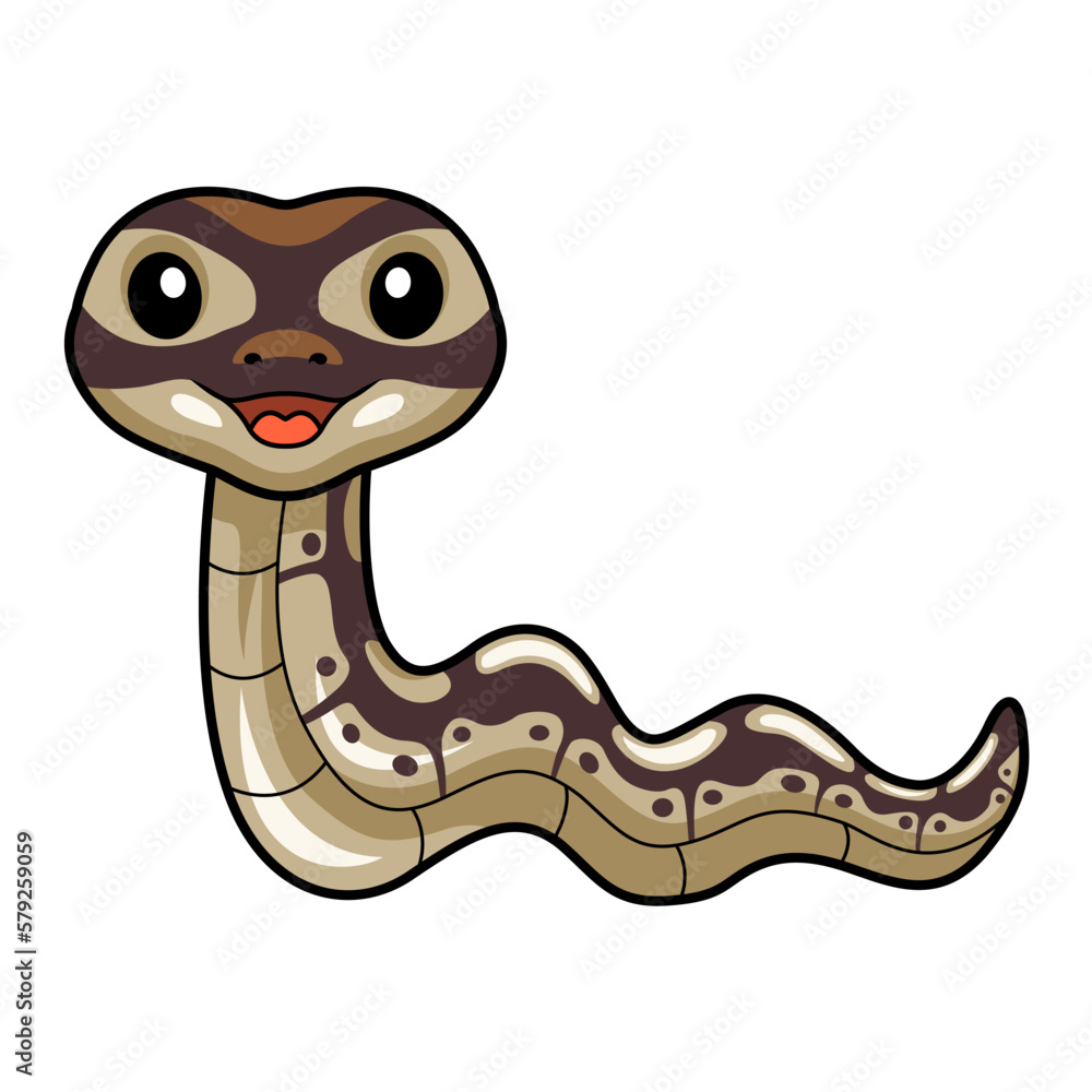 Fototapeta premium Cute black head butter ball python cartoon