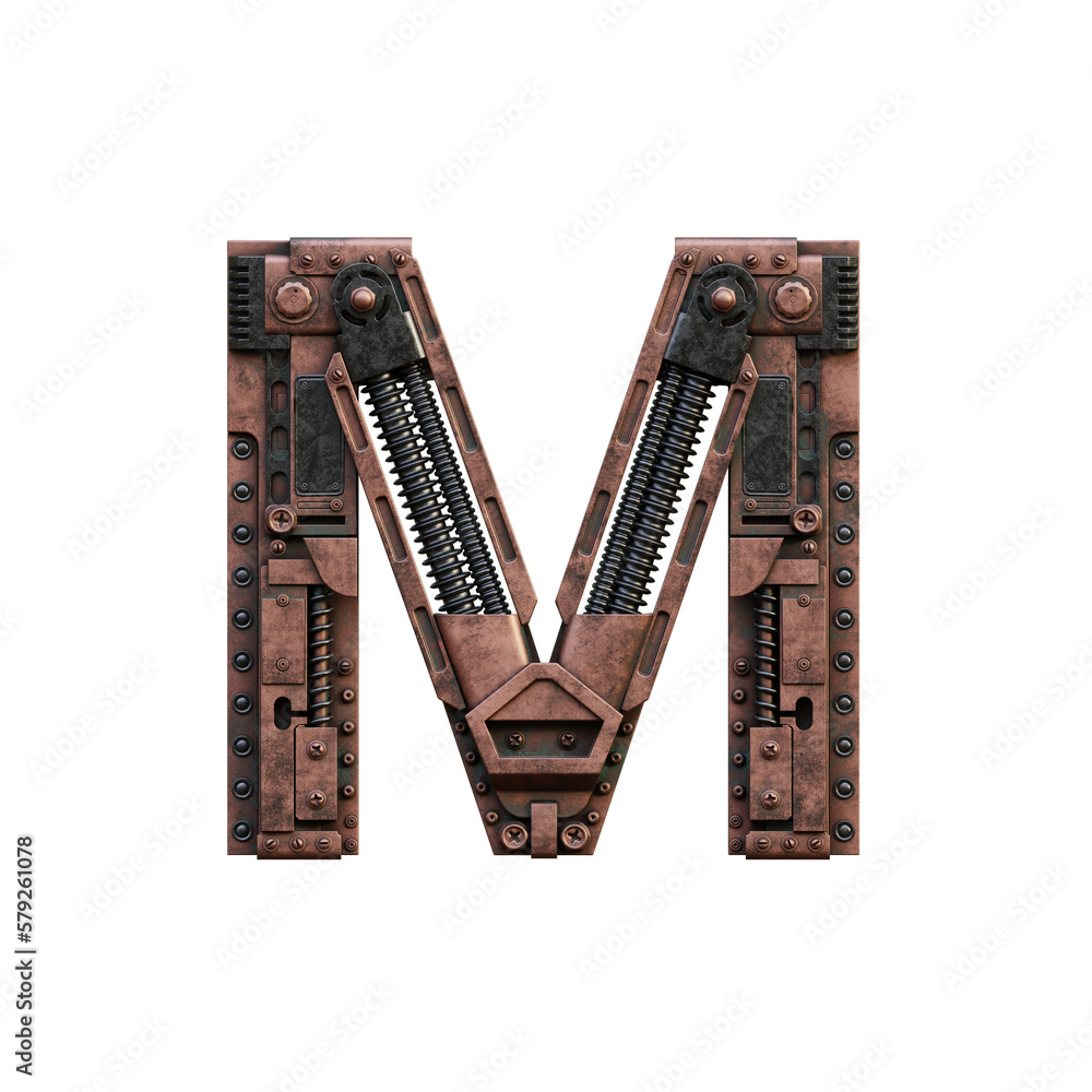 Obraz premium Steampunk 3D Alphabet - View 1 (Front View)